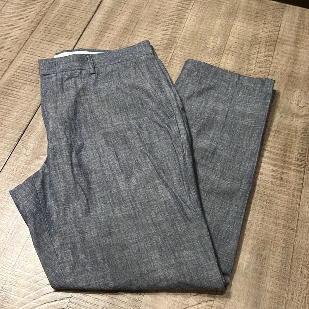 Tasso Elba men’s like new linen chambray zipper flat front pants 36W x 32 L